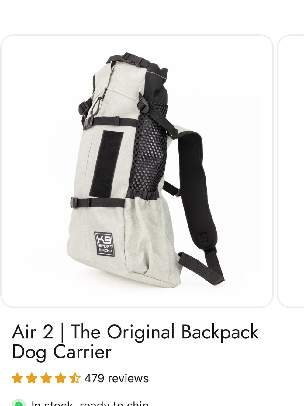 Air2 K9 Sport Sack dog carrier size medium